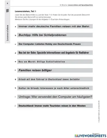 Lesen und Sprachbausteine B1 Telc