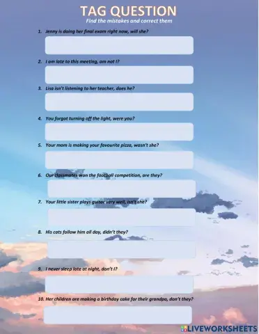 Tag question exercise