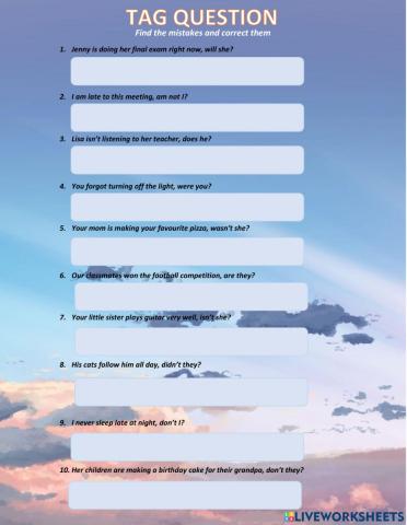 Tag question exercise