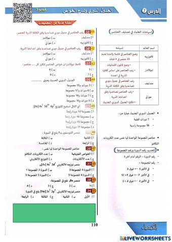 الجدول الدوري و تدرج العناصر