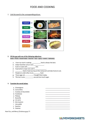 Food and Cooking (with a French to English part°