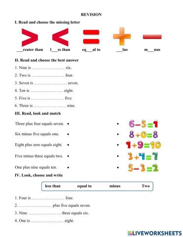 Revision worksheet 1