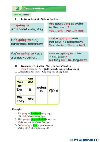 Unit 2: Our Vacation - Lesson 2 - Grammar