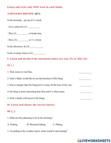 Grade 6 Cuối kỳ 1