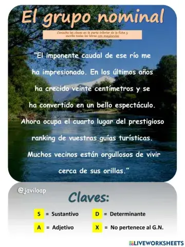 EL GRUPO NOMINAL: Sustantivo-adjetivo-Determinante javiloap