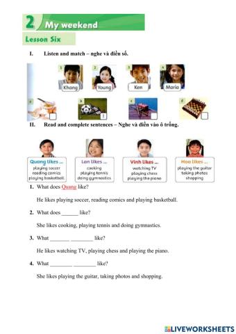 Unit 2 My Weekend - Lesson 6 - Listening