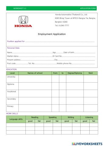 Employment Application