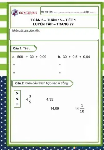 Toán 5 - Luyện tập chung - Trang 72