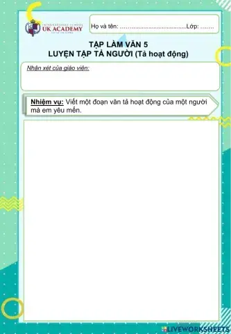 Luyện tập tả người - Tả hoạt động