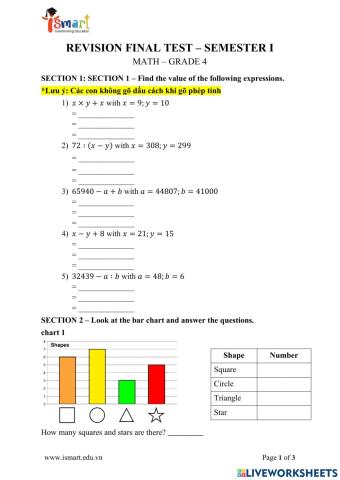 Maths 4 Revision for term 1
