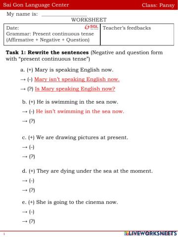 Present continuous tense