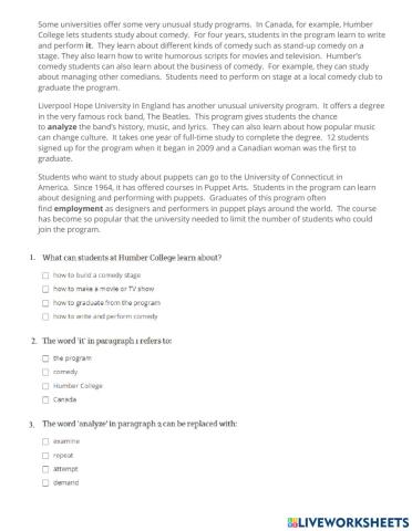 Reading comprehension