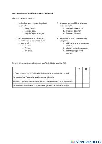 Isadora Moon es fica en un embolic. Capítol 4