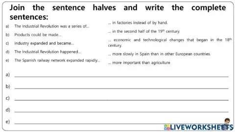 19th century Worksheets 11-16