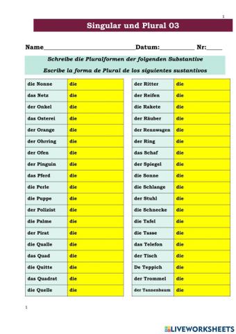 Singular und Plural 03