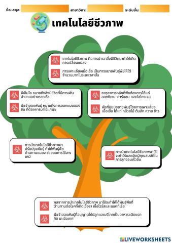 แบบฝึกหัดเทคโนโลยีชีวภาพ