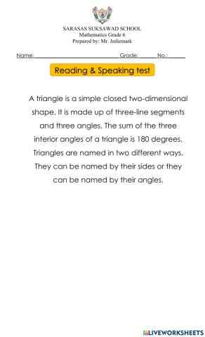 Reading and speaking test