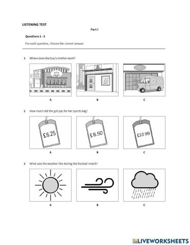 Pre 3 - listening sample test 1