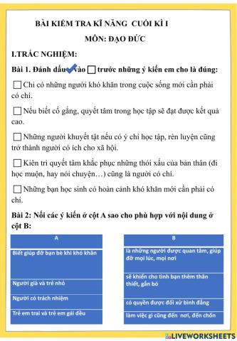 Bài KT đạo đức 5 CK1