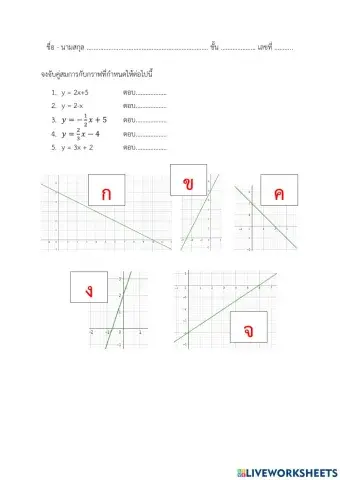 จับคู่กราฟฟังก์ชันเชิงเส้นฟังก์ชันกำลังสอง