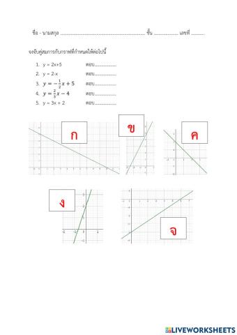 จับคู่กราฟฟังก์ชันเชิงเส้นฟังก์ชันกำลังสอง