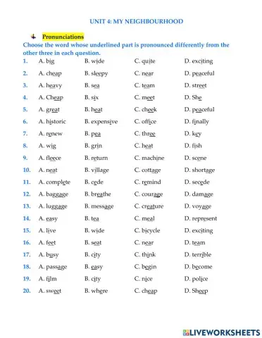 English 6 - unit 4 - pronuciation