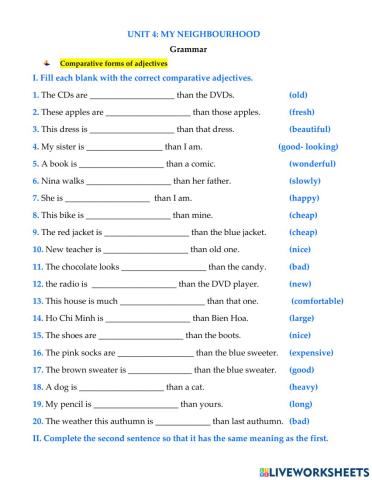 English 6 - unit 4 - grammar