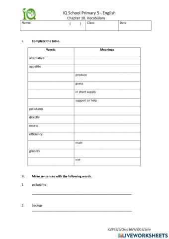 Chapter 10 - vocabulary