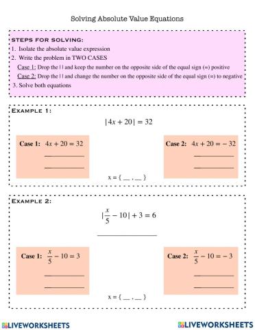 Solving Absolute Value Equations
