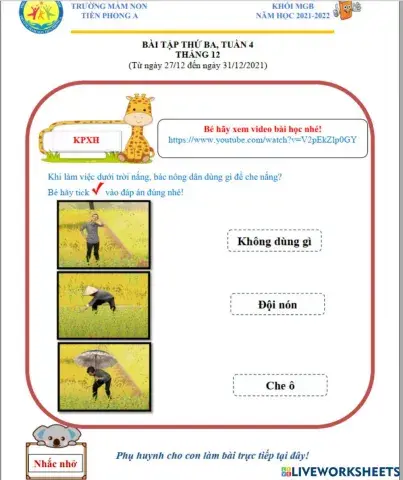 Khi làm việc dưới trời nắng bác nông dân dùng gì để che nắng?