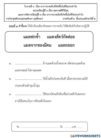 อาการบาดเจ็บที่เกิดขึ้นในชีวิตประจำวัน