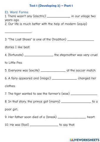 Test 1 (Developing 2) - Part 1