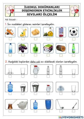 Sıvıları karşılaştırma