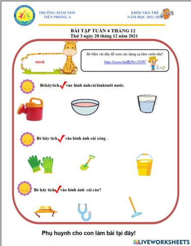 Bé hãy quan sát và tích vào đáp án đúng nhé!