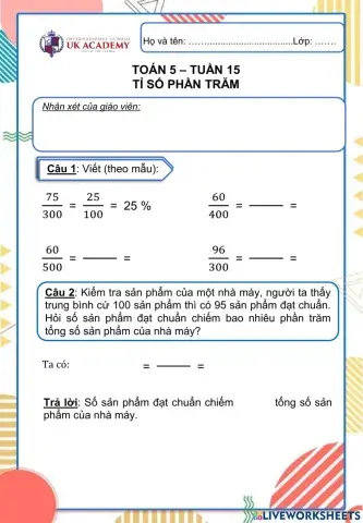 Tỉ số phần trăm