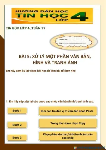 Tin học lớp 4-Tuần 17-CĐ3-Bài 5: Xử lý một phần văn bản, hình và tranh ảnh