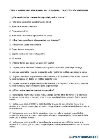 T.8: Seguridad Salud laboral y protección ambiental
