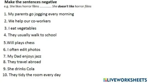 Make negative sentences
