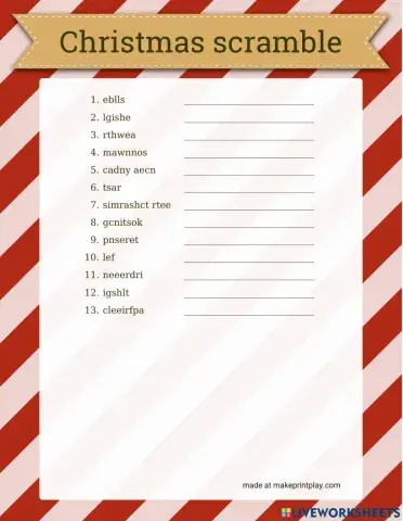 Christmas unscramble