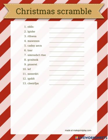 Christmas unscramble