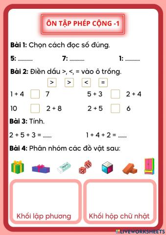Ôn tập toán - phép cộng - 1