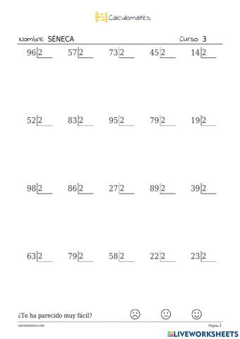 División divisor entre 2