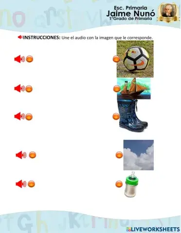 Une el audio con la imagen que corresponde Letra Bb