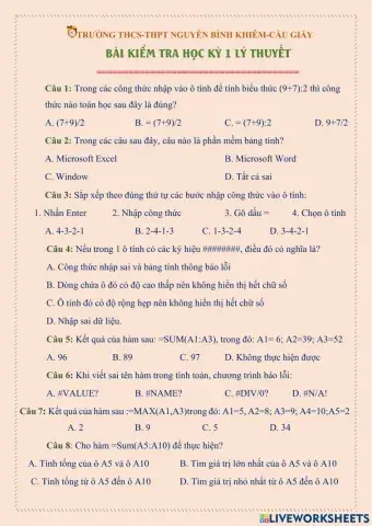 Bài kiểm tra hk 1