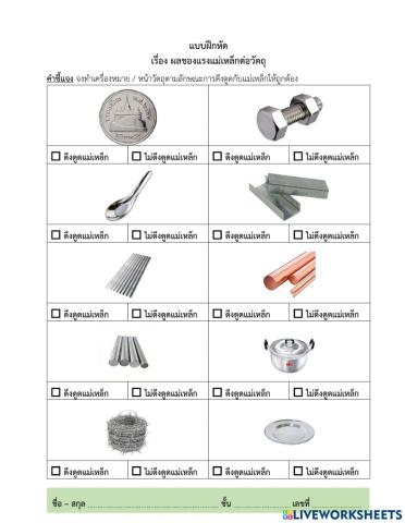 ผลของแรงแม่เหล็กต่อวัตถุ