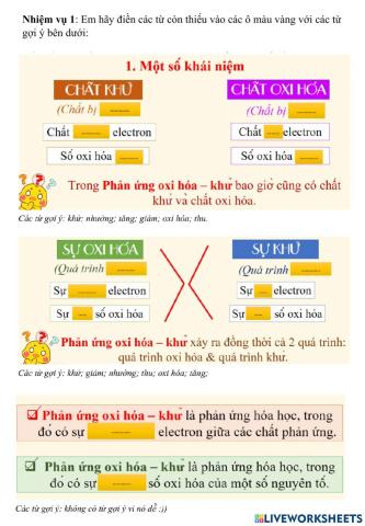 Luyện tập phản ứng oxi hoá khử