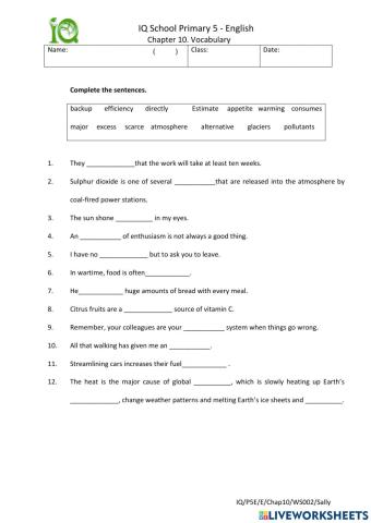 Chapter 10 - Vocabulary