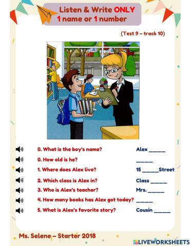 Listening - Starters 2018 - Test 9.3 - Part 2