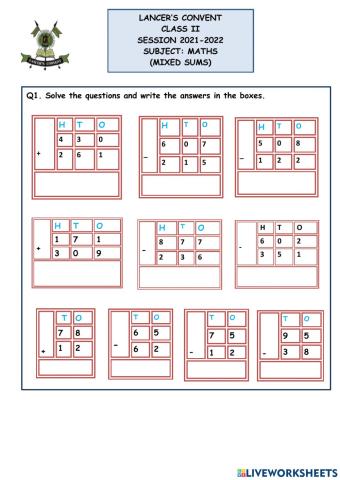 Maths- Mixed Bag Worksheet