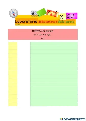 Dettato cu - qu - cqu - cc. N.1